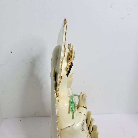 Vtg Feng Shui Import 14" Sitting Kuan Yin Guan Yin Kwan Yin StatueAsian Gold - Picture 9 of 16